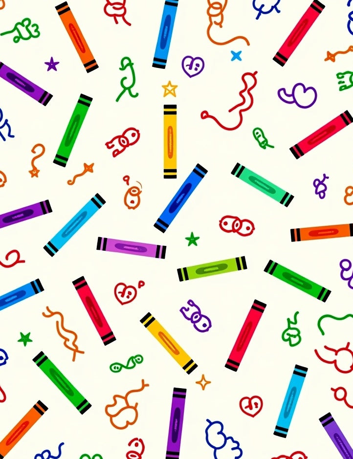 Rainbow Crayons Whimsical Doodle Rug