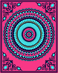 Vibrant Pink Teal Mandala Sunburst Rug