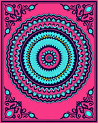 Vibrant Pink Teal Mandala Sunburst Rug
