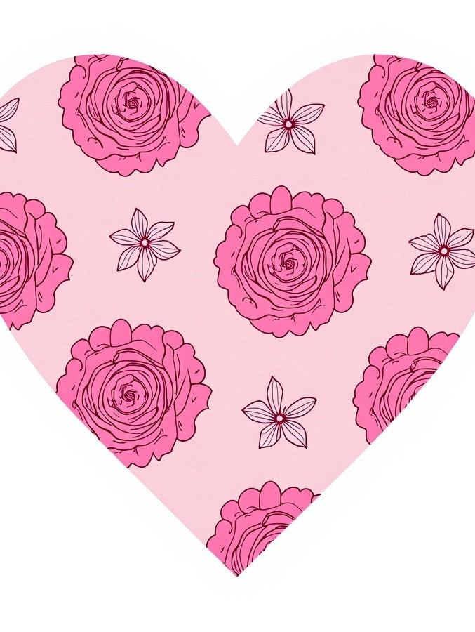 Pink Rose Blossom Heart Collage Rug