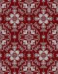 Deep Red White Medieval Floral Rug