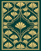 Emerald Golden Fan Art Deco Rug