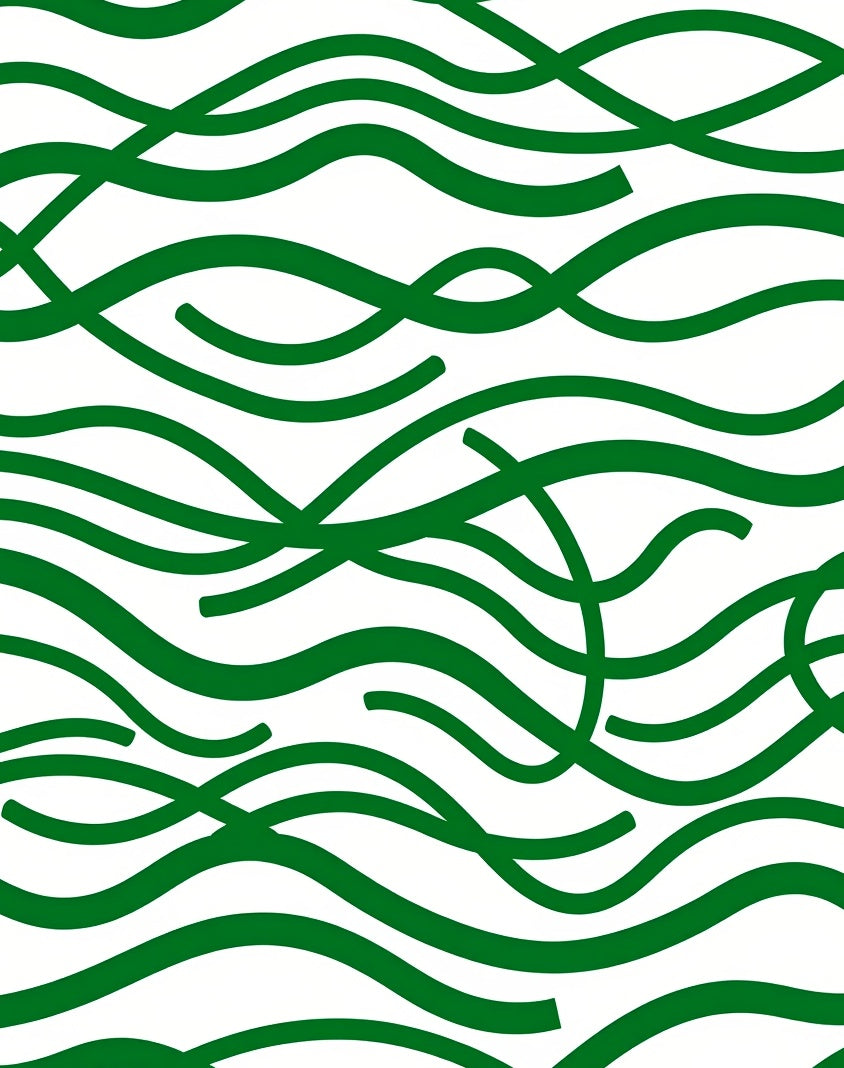 Verdant Wavy Swirls Abstract Rug