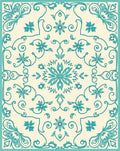 Teal Floral Scroll Medallion Rug