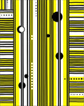 Modern Yellow Black Stripe Orb Rug