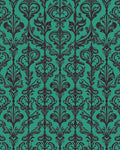 Teal Black Ornate Damask Floral Rug