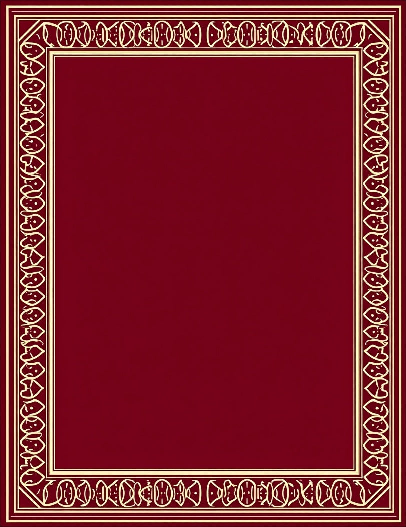 Rich Crimson Bordered Abstract Rug