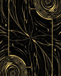Black Gold Swirling Organic Lines Rug