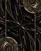 Black Gold Swirling Organic Lines Rug