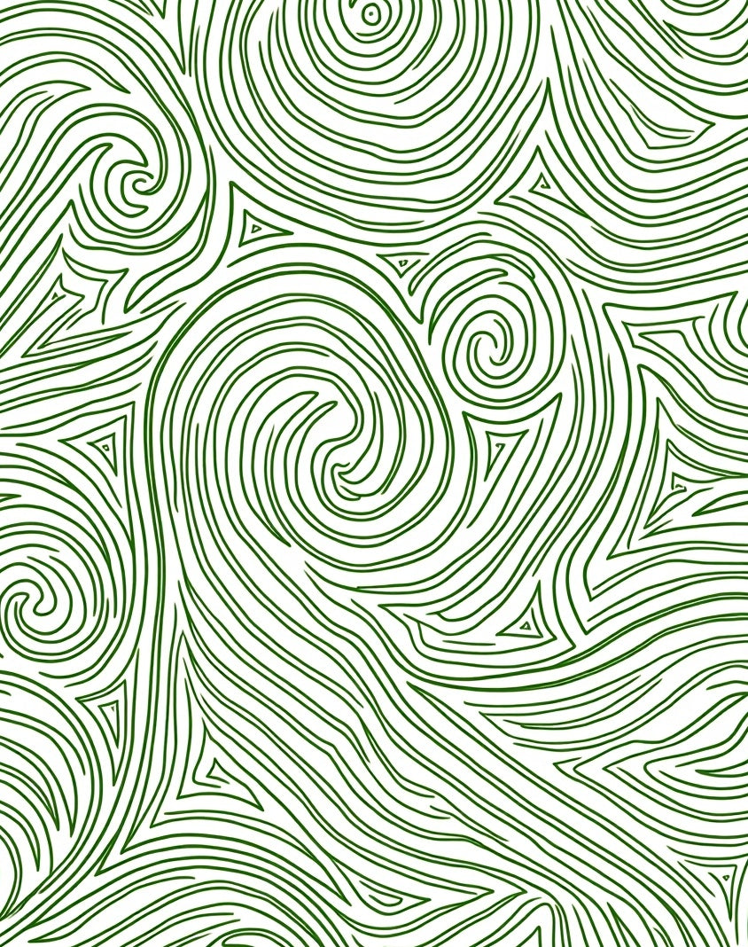Emerald Green Swirling Lines Rug