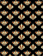 Art Deco Cream Brown Floral Repeat Rug