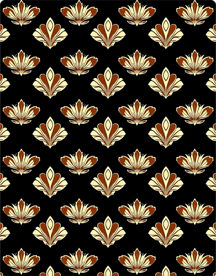 Art Deco Cream Brown Floral Repeat Rug