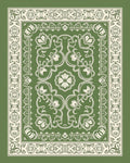 Sage Green Floral Scroll Border Rug