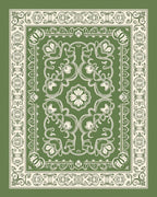 Sage Green Floral Scroll Border Rug