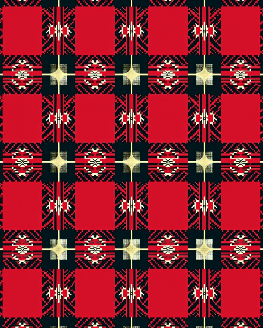 Bold Red Black Checkerboard Plaid Rug