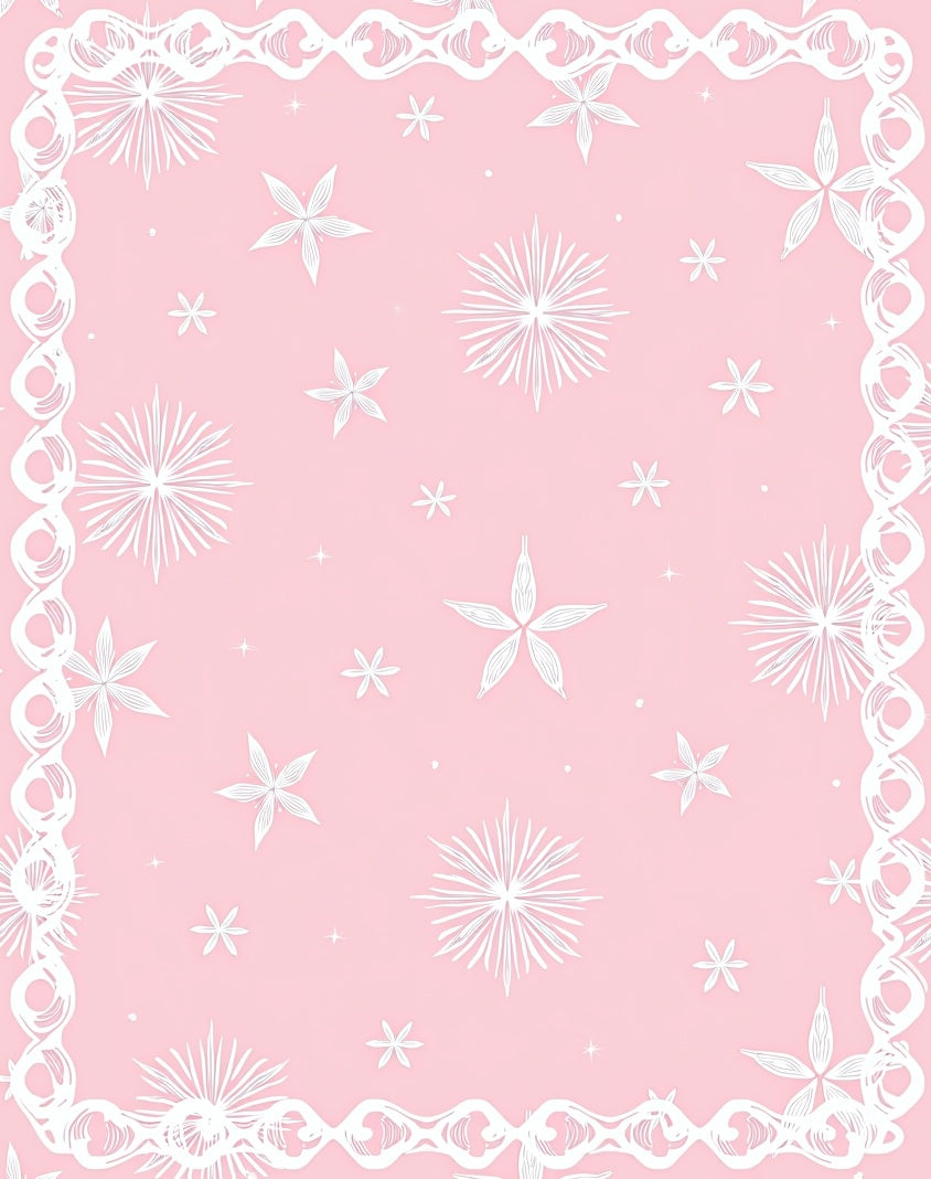 Blush Pink Starburst Lace Frame Rug
