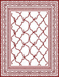 Rich Burgundy Interlocking Lattice Border Rug