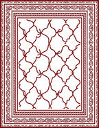 Rich Burgundy Interlocking Lattice Border Rug