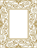Golden Swirl Floral Filigree Border Rug