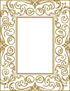 Golden Swirl Floral Filigree Border Rug