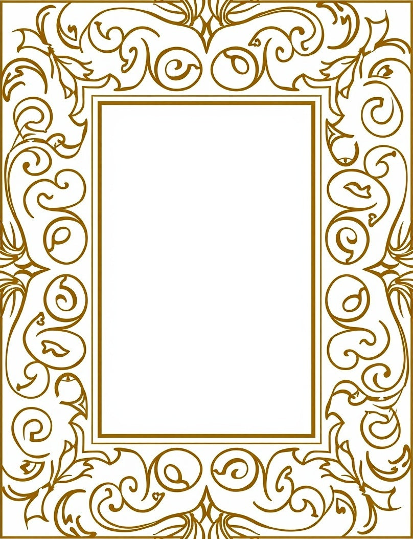 Golden Swirl Floral Filigree Border Rug
