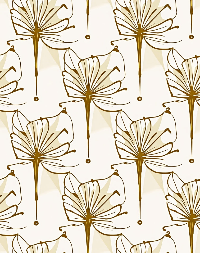 Gold Fan Flower Outline Rug