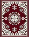 Crimson Ivory Floral Medallion Rug