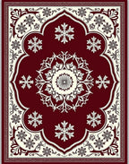 Crimson Ivory Floral Medallion Rug