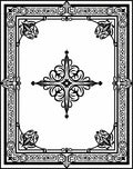 Black Ornate Filigree Border Medallion Rug
