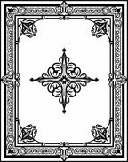 Black Ornate Filigree Border Medallion Rug