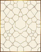 Cream and Gold Geometric Weave Rug