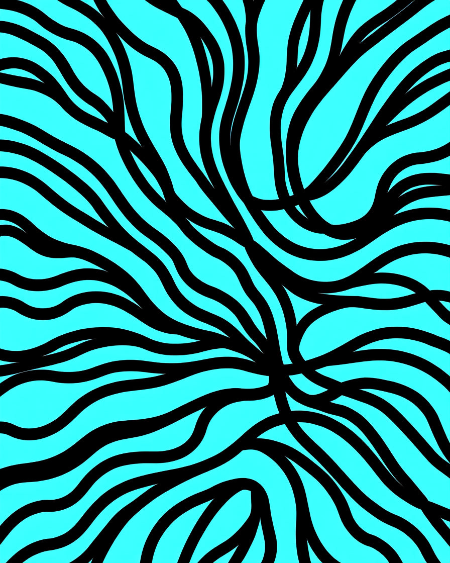 Bold Black Swirls Aqua Background Rug
