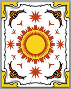 Golden Sunburst Yellow and Red Tile Rug