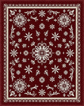 Burgundy White Floral Snowflake Medallion Rug