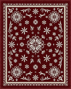 Burgundy White Floral Snowflake Medallion Rug