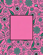 Pink Teal Floral Swirl Starburst Rug