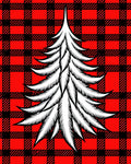 Red Black Buffalo Plaid Pine Tree Rug