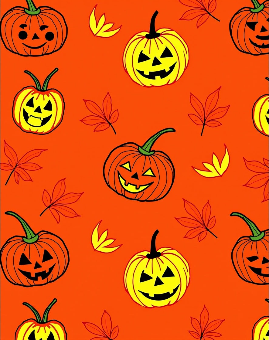 Orange Jack-o'-lantern Pumpkin Leaves Rug