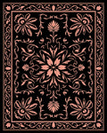 Coral Floral Medallion Black Rug