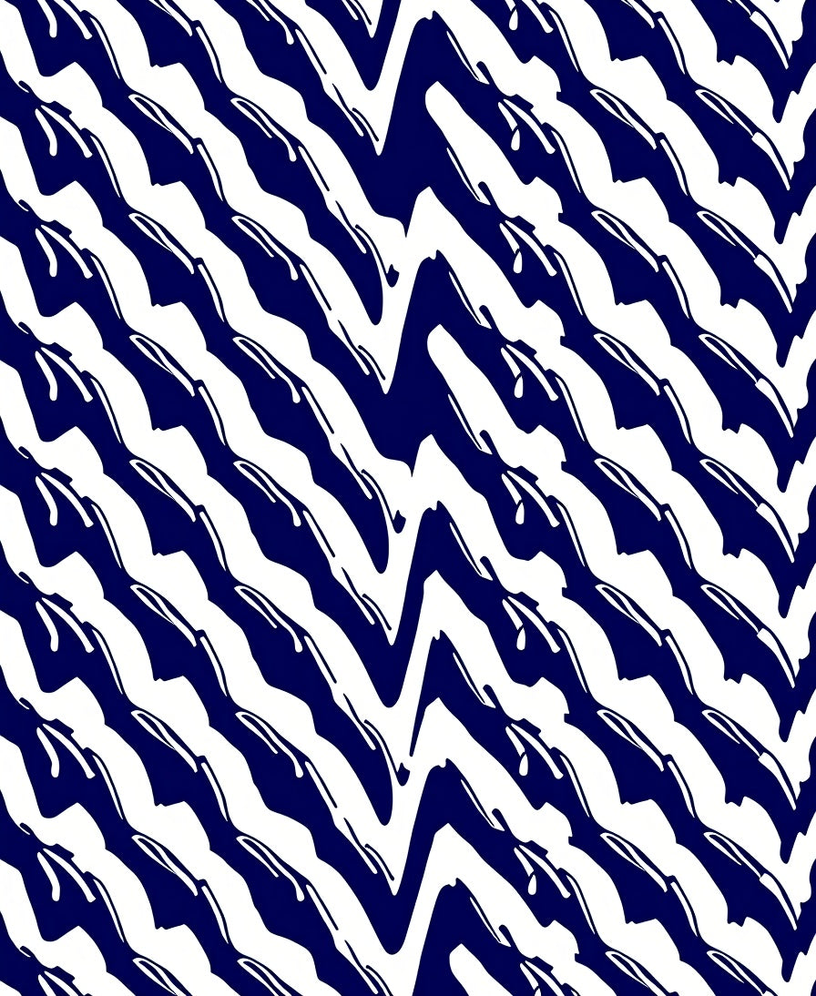 Navy White Jagged Stripe Accent Rug
