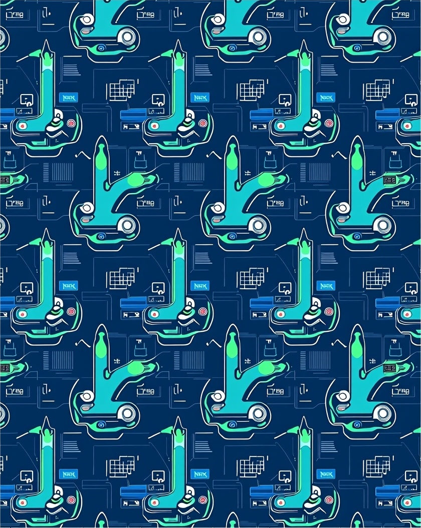 Futuristic Teal Circuit Board Abstract Rug