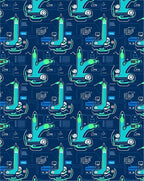 Futuristic Teal Circuit Board Abstract Rug