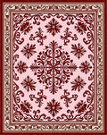 Deep Rose Damask Floral Medallion Rug