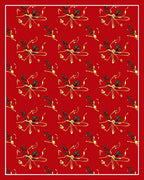 Festive Red Ribbon Green Leaf Garland Rug