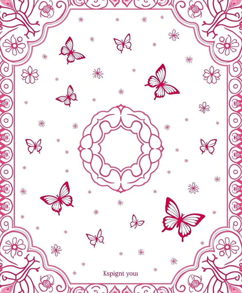 Whimsical Magenta Butterfly Garden Rug