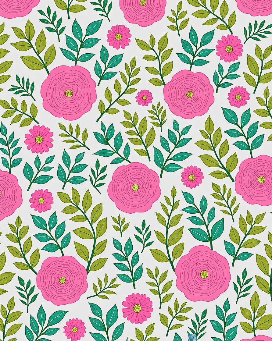 Whimsical Pink Blossom Leaf Medley Rug