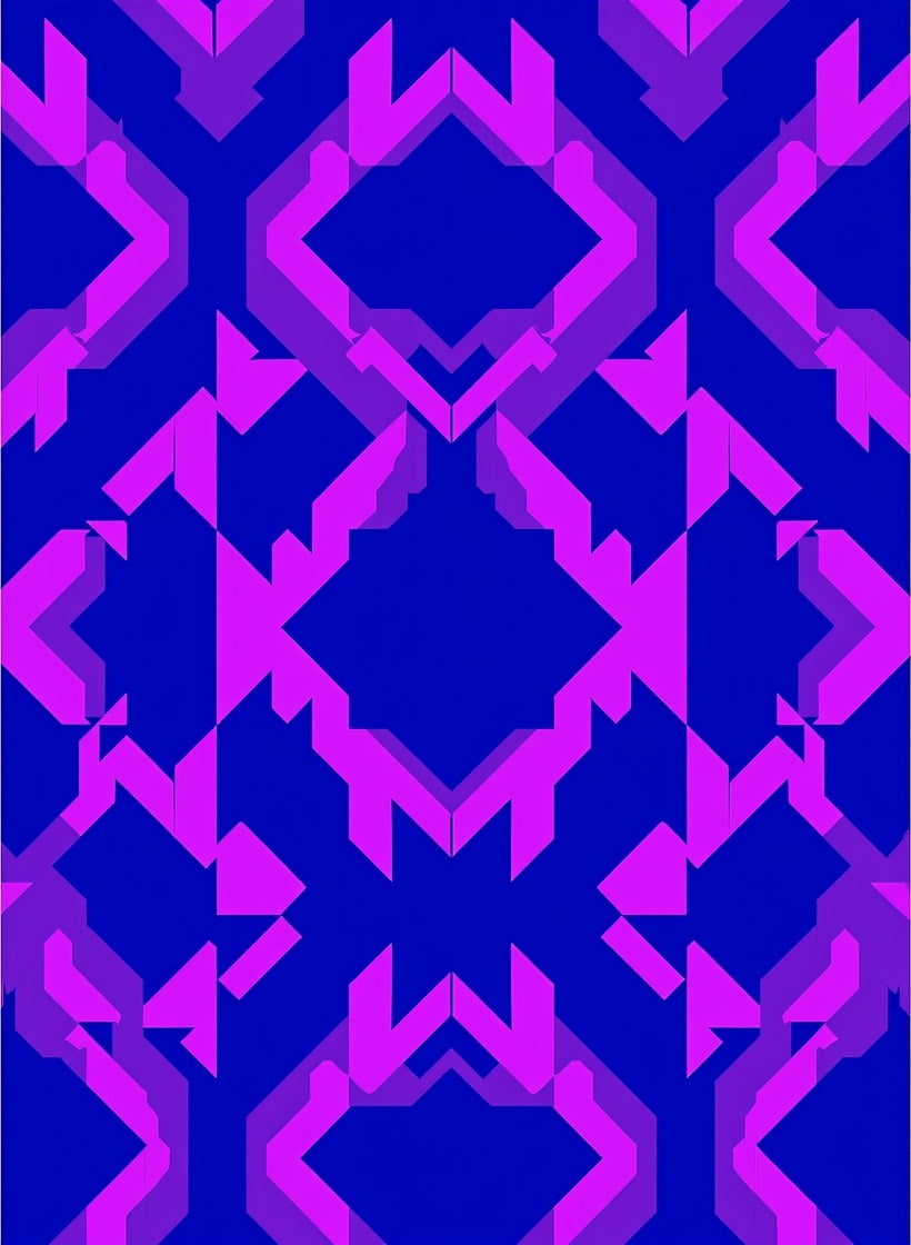 Electric Blue Magenta Geometric Overlay Rug