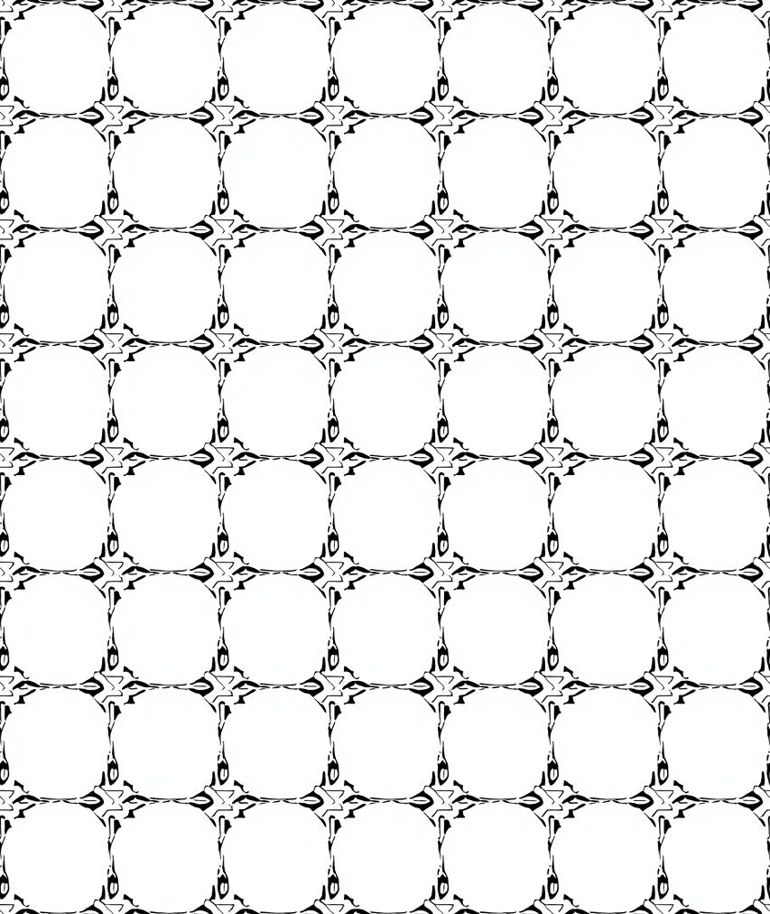 Black White Interlocking Circles Grid Rug