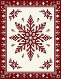 Crimson Snowflake Bordered Cream Rug