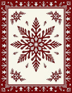 Crimson Snowflake Bordered Cream Rug
